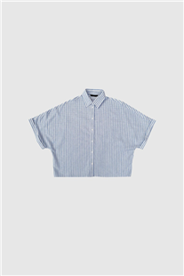 With Black sky blue wit gestreept Bianca batsleeve blouse